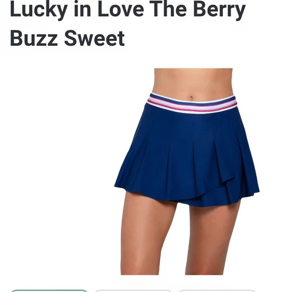 Lucky in Love Navy Skirt with Striped Waistband - Picture 1 of 12